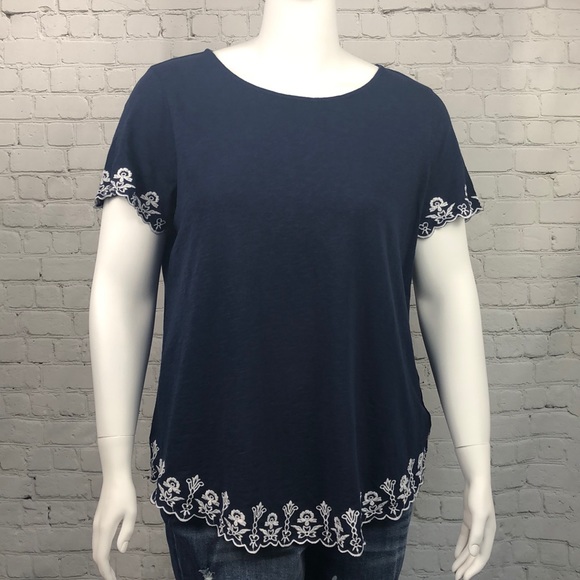 Charter Club Tops - Charter Club Navy & White Embroidered Top Size 2X Charter Club Tops - Charter Club Navy & White Embroidered Top Size 2X